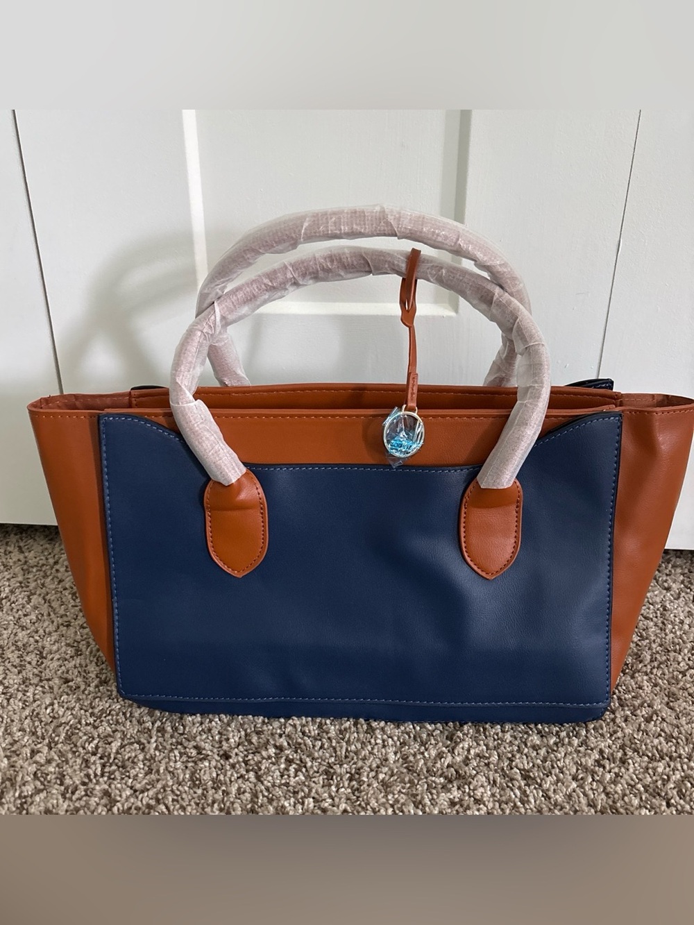 Loulu New Navy and Tan Structured Tote Bag - Women